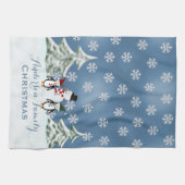 Persoonlijke Snowman en Penguin Kitchen Towel Theedoek (Horizontaal)