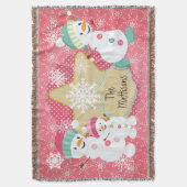 Persoonlijke Snowman Family Holiday Throw Deken (Voorkant Verticaal)