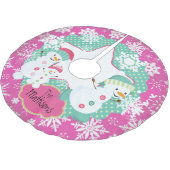 Persoonlijke Snowman Family Holiday Tree Skirt 3 Kerstboom Rok (Gekanteld)