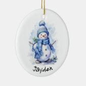 Persoonlijke Snowman Keramisch Ornament (Rechts)