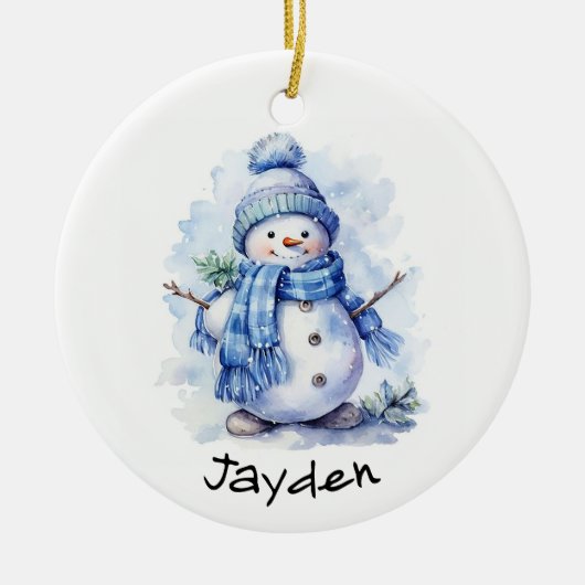 Persoonlijke Snowman Keramisch Ornament (Voorkant)