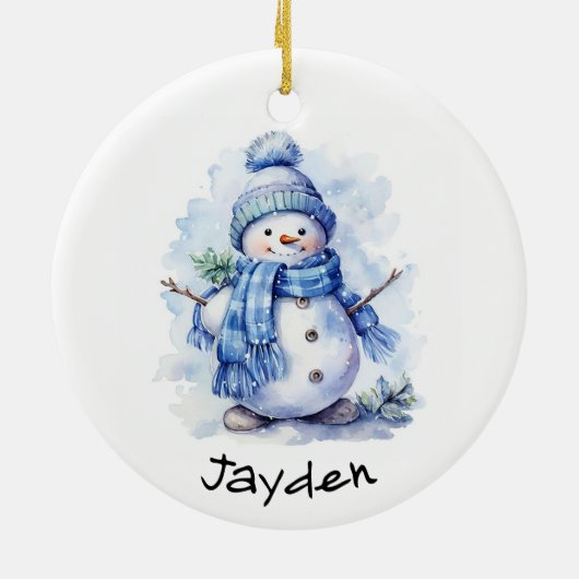 Persoonlijke Snowman Keramisch Ornament (Achterkant)