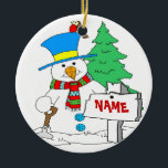 Persoonlijke Snowman Ornament<br><div class="desc">Gepersonaliseerde Snowman Ornament geef naam uit</div>
