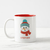 Persoonlijke Snowman Tweekleurige Koffiemok (Links)