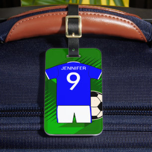 Persoonlijke Soccer Jersey Blue en White Bagagelabel