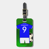 Persoonlijke Soccer Jersey Blue en White Bagagelabel (Voorkant verticaal)