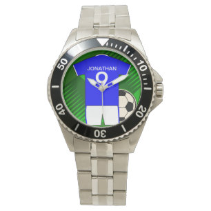 Persoonlijke Soccer Jersey Blue en White Horloge