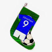 Persoonlijke Soccer Jersey Blue en White Kleine Kerstsok (Voorkant (Hangend))