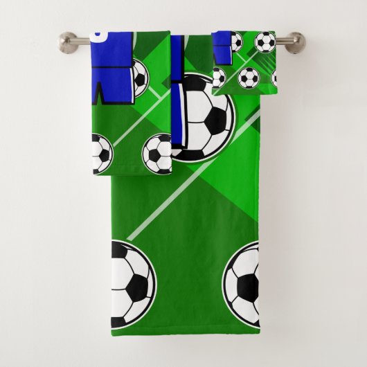 Persoonlijke Soccer Jersey Blue met White Bad Handdoek (Insitu)