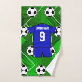 Persoonlijke Soccer Jersey Blue met White Bad Handdoek (Handdoek)