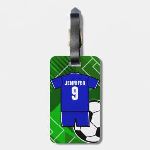 Persoonlijke Soccer Jersey Blue met White Bagagelabel