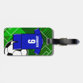 Persoonlijke Soccer Jersey Blue met White Bagagelabel (Achterkant horizontaal)