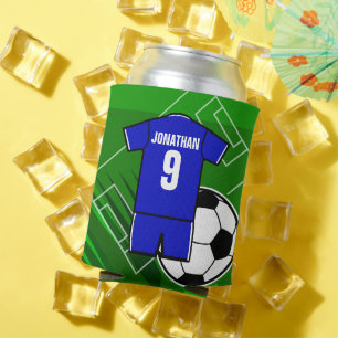 Persoonlijke Soccer Jersey Blue met White Blikjeskoeler