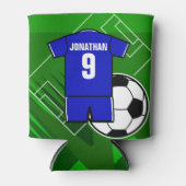 Persoonlijke Soccer Jersey Blue met White Blikjeskoeler (Voorkant)