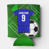 Persoonlijke Soccer Jersey Blue met White Blikjeskoeler (Achterkant)