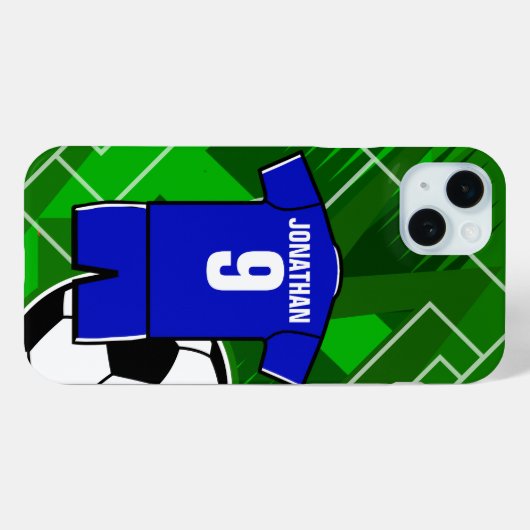 Persoonlijke Soccer Jersey Blue met White Case-Mate iPhone Case (Achterkant (horizontaal))