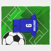 Persoonlijke Soccer Jersey Blue met White Fleece Deken (Voorkant (Horizontaal))