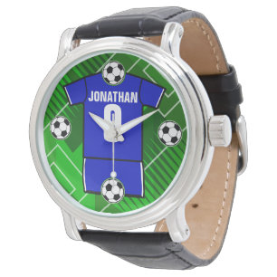 Persoonlijke Soccer Jersey Blue met White Horloge