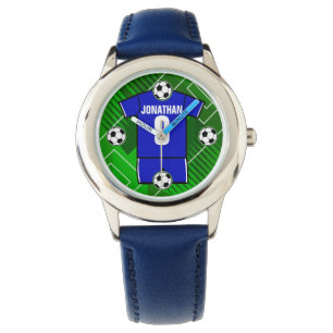 Persoonlijke Soccer Jersey Blue met White Horloge