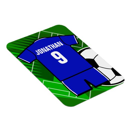 Persoonlijke Soccer Jersey Blue met White Magneet (Rechterzijde)