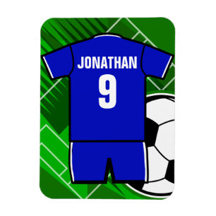 Persoonlijke Soccer Jersey Blue met White Magneet