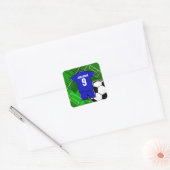 Persoonlijke Soccer Jersey Blue met White Vierkante Sticker (Envelop)