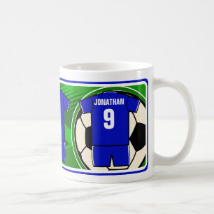 Persoonlijke Soccer Jersey naam en nummer blauw Koffiemok