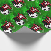 Persoonlijke Soccer Jersey Red en Black Stripes Cadeaupapier (Hoek)