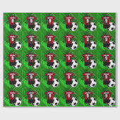 Persoonlijke Soccer Jersey Red en Black Stripes Cadeaupapier (Vlak)