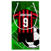 Persoonlijke Soccer Jersey Red en Black Stripes Klein Cadeauzakje (Achterkant)