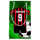 Persoonlijke Soccer Jersey Red en Black Stripes Klein Cadeauzakje (Voorkant)