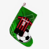 Persoonlijke Soccer Jersey Red en Black Stripes Kleine Kerstsok (Voorkant (Hangend))
