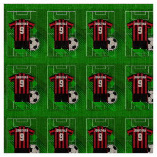 Persoonlijke Soccer Jersey Red en Black Stripes Stof