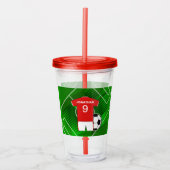 Persoonlijke Soccer Jersey Red en White Acryl Drinkbeker (Voorkant)