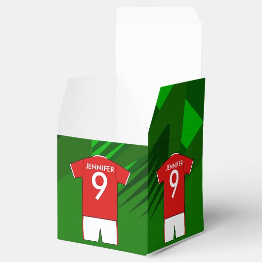 Persoonlijke Soccer Jersey Red en White Bedankdoosjes (Geopend)