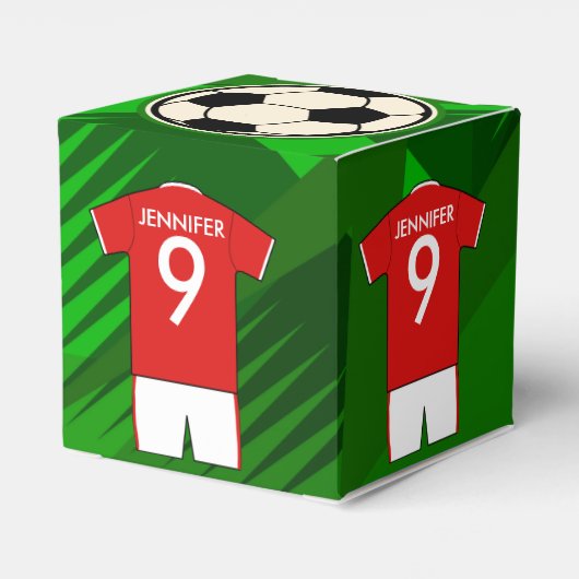 Persoonlijke Soccer Jersey Red en White Bedankdoosjes (Achterkant)