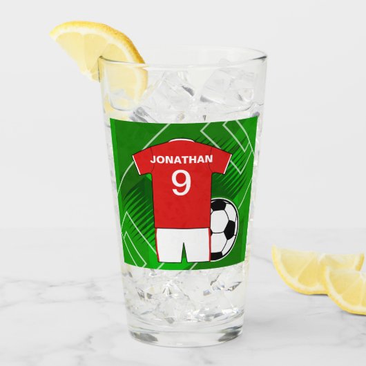 Persoonlijke Soccer Jersey Red en White Glas (Voorkant ijs)