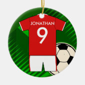 Persoonlijke Soccer Jersey Red en White Keramisch Ornament (Voorkant)