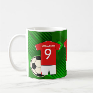 Persoonlijke Soccer Jersey Red en White Koffiemok