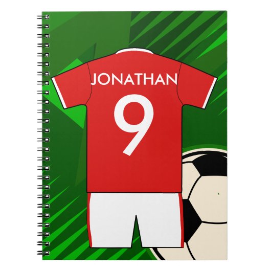 Persoonlijke Soccer Jersey Red en White Notitieboek (Voorkant)