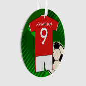 Persoonlijke Soccer Jersey Red en White Ornament (voorkant)