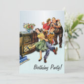 Persoonlijke Sock Hop Birthday Party Retro Kaart (Staand voorkant)