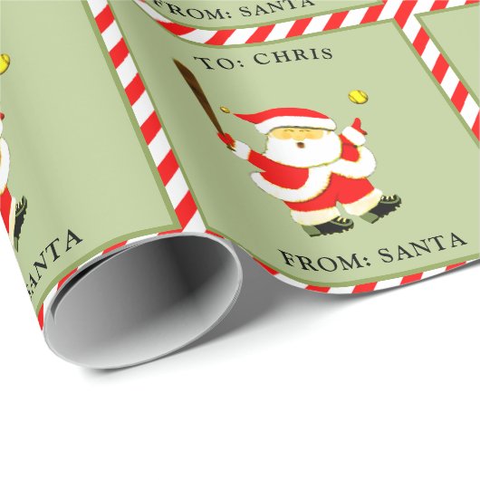 Persoonlijke Softbal Kerst Cadeaupapier (Rol Hoek)