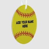 Persoonlijke Softbal Met Aangepaste Naam Ornament (voorkant)