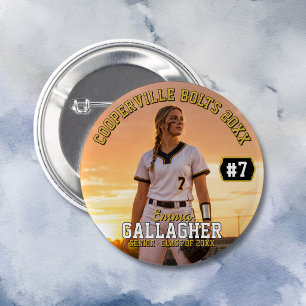 Persoonlijke Softbal Speler Foto Ronde Button 5,7 Cm