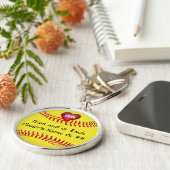 Persoonlijke Softball Senior Gift Ideeën for Girls Sleutelhanger (Zijkant)