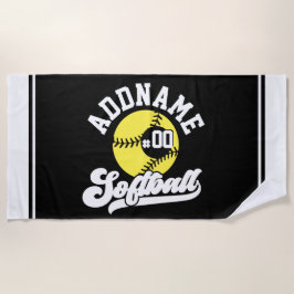 Persoonlijke Softball Speler VOEG NAAM TOE Retro T Strandlaken