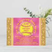 Persoonlijke Softball Verjaardagsfeest Uitnodiging (Staand voorkant)