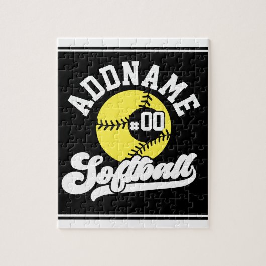 Persoonlijke Softbalspeler VOEG NAAM TOE Retro Tea Legpuzzel (Verticaal)