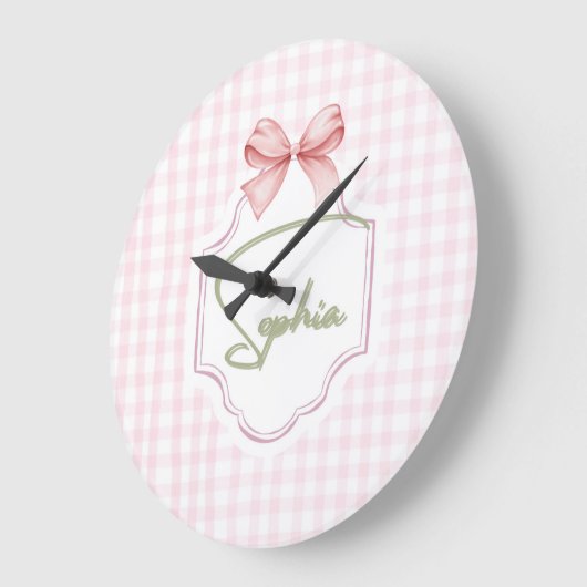 Persoonlijke Sophia Baby Girl Babykamer Boog&Gingh Grote Klok (Hoek)